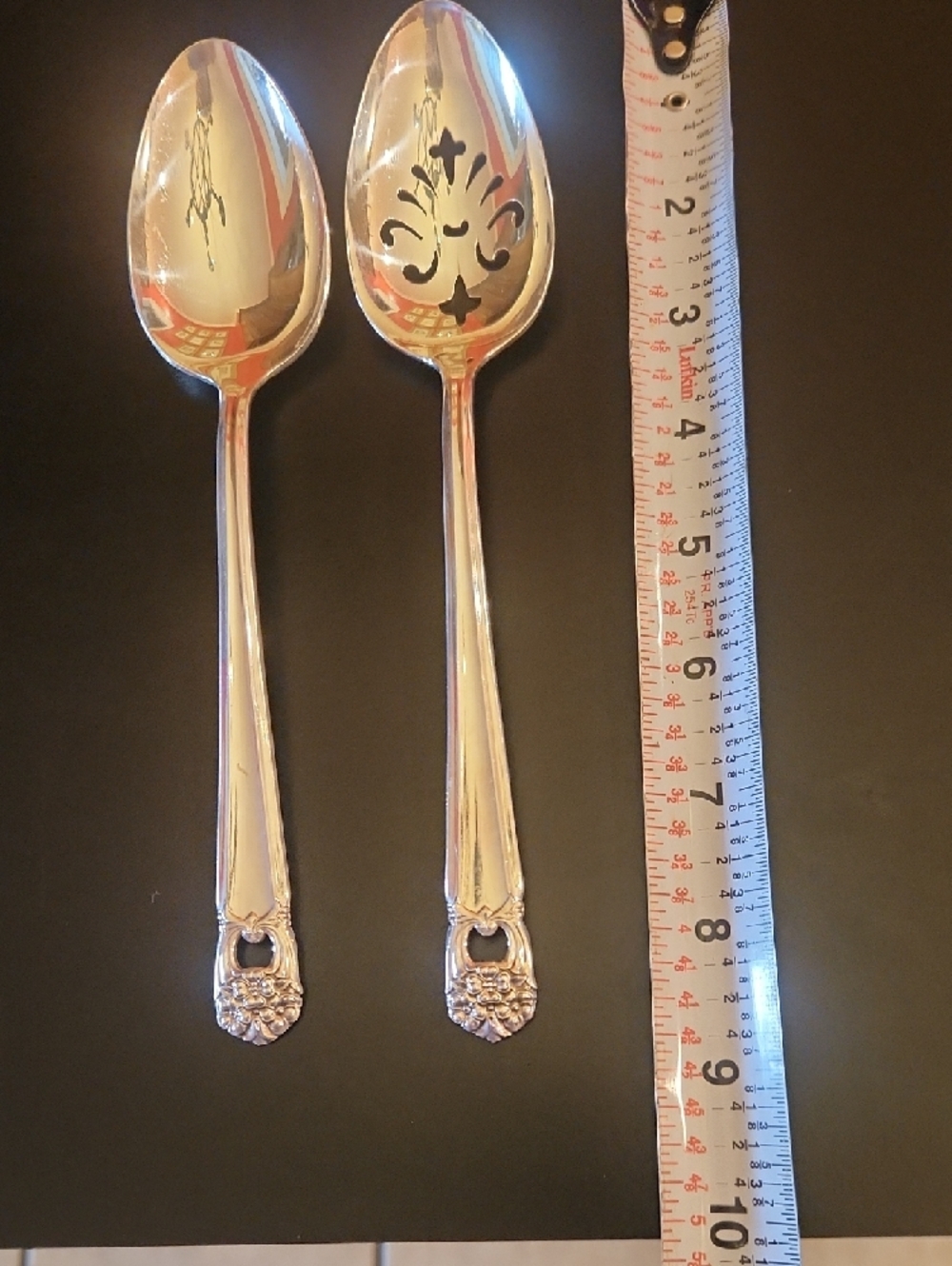 1847 Eternally Yours Ornate Silver Serving Spoons -  (Set of 2) - Picture 5 of 8